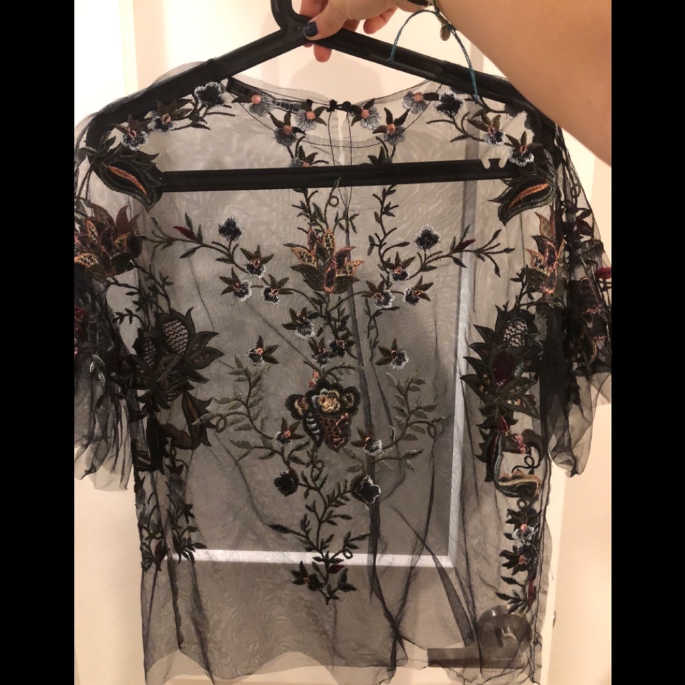 Sheer Black Flower Top